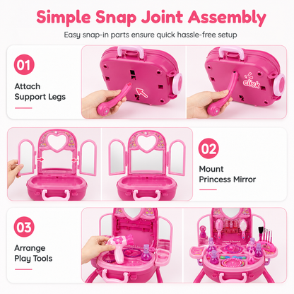 🧳 Kids' Pretend Makeup Vanity Suitcase – Portable dress-up fun for girls ✨