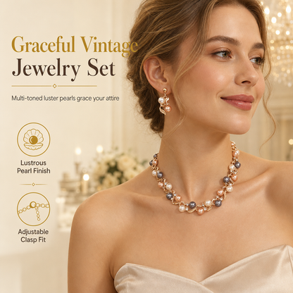 🌸 LIMITED-TIME 50% OFF! ✨ Vintage Floral Jewelry Set – Pearl Crystal Accent, Elegant, Long-Lasting Shine 💫
