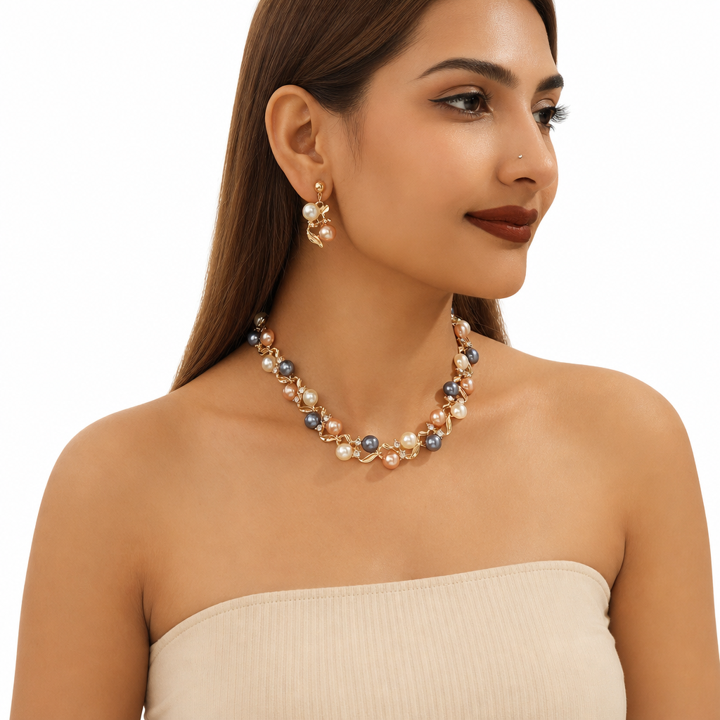 🌸 LIMITED-TIME 50% OFF! ✨ Vintage Floral Jewelry Set – Pearl Crystal Accent, Elegant, Long-Lasting Shine 💫
