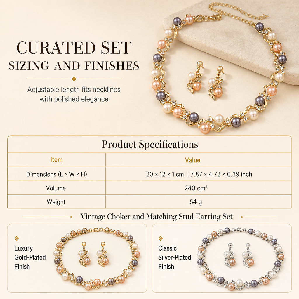 🌸 LIMITED-TIME 50% OFF! ✨ Vintage Floral Jewelry Set – Pearl Crystal Accent, Elegant, Long-Lasting Shine 💫