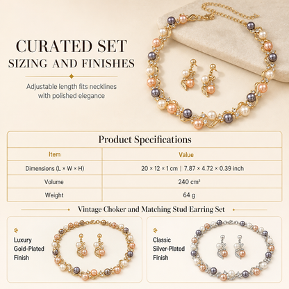 🌸 LIMITED-TIME 50% OFF! ✨ Vintage Floral Jewelry Set – Pearl Crystal Accent, Elegant, Long-Lasting Shine 💫