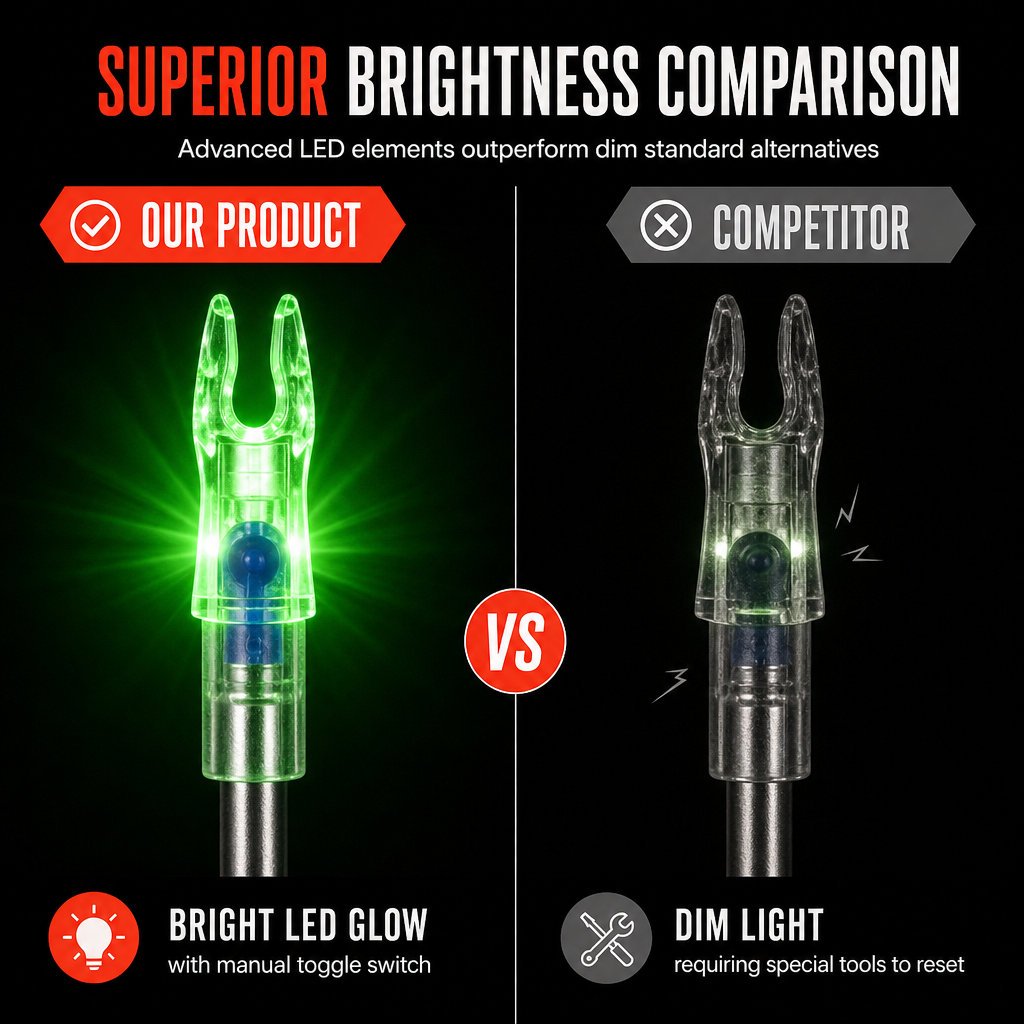 Automatic LED Lighted Arrow Nock for 6.2mm Inner Diameter Arrow Shafts