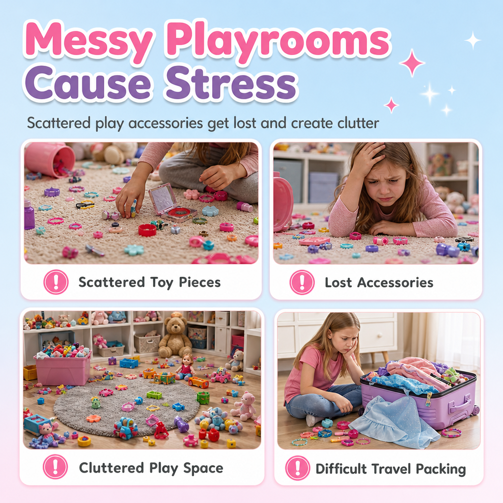 Girls Vanity Toy Set with Dolls and Beauty Accessories
