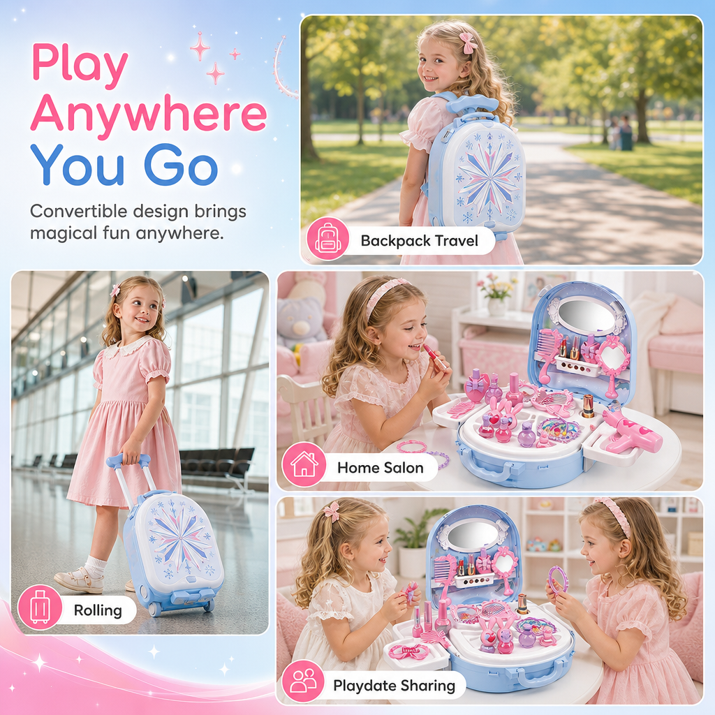 Girls Vanity Toy Set with Dolls and Beauty Accessories