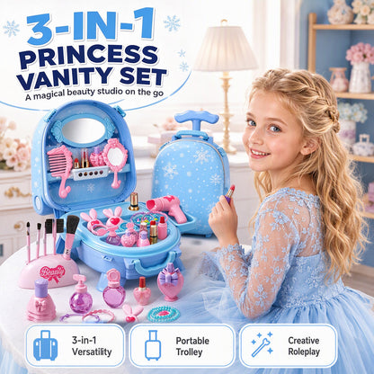 Girls Vanity Toy Set with Dolls and Beauty Accessories