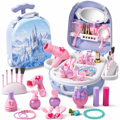 Girls Vanity Toy Set with Dolls and Beauty Accessories