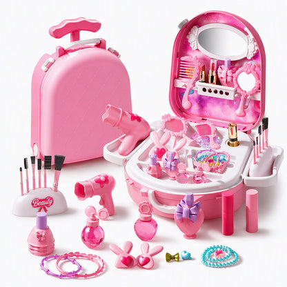 Girls Vanity Toy Set with Dolls and Beauty Accessories