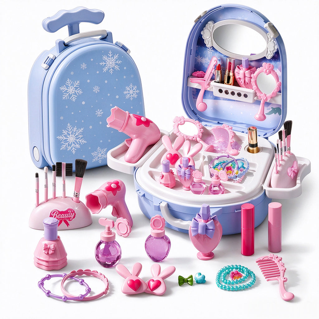 Girls Vanity Toy Set with Dolls and Beauty Accessories