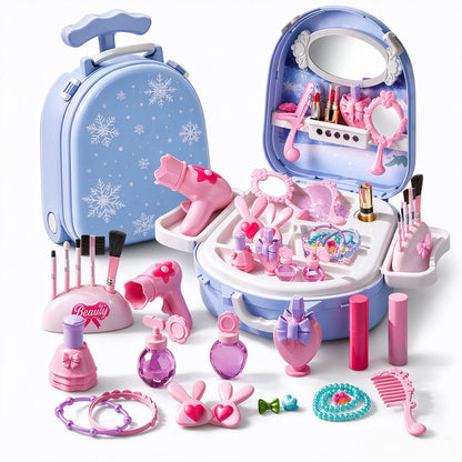Girls Vanity Toy Set with Dolls and Beauty Accessories