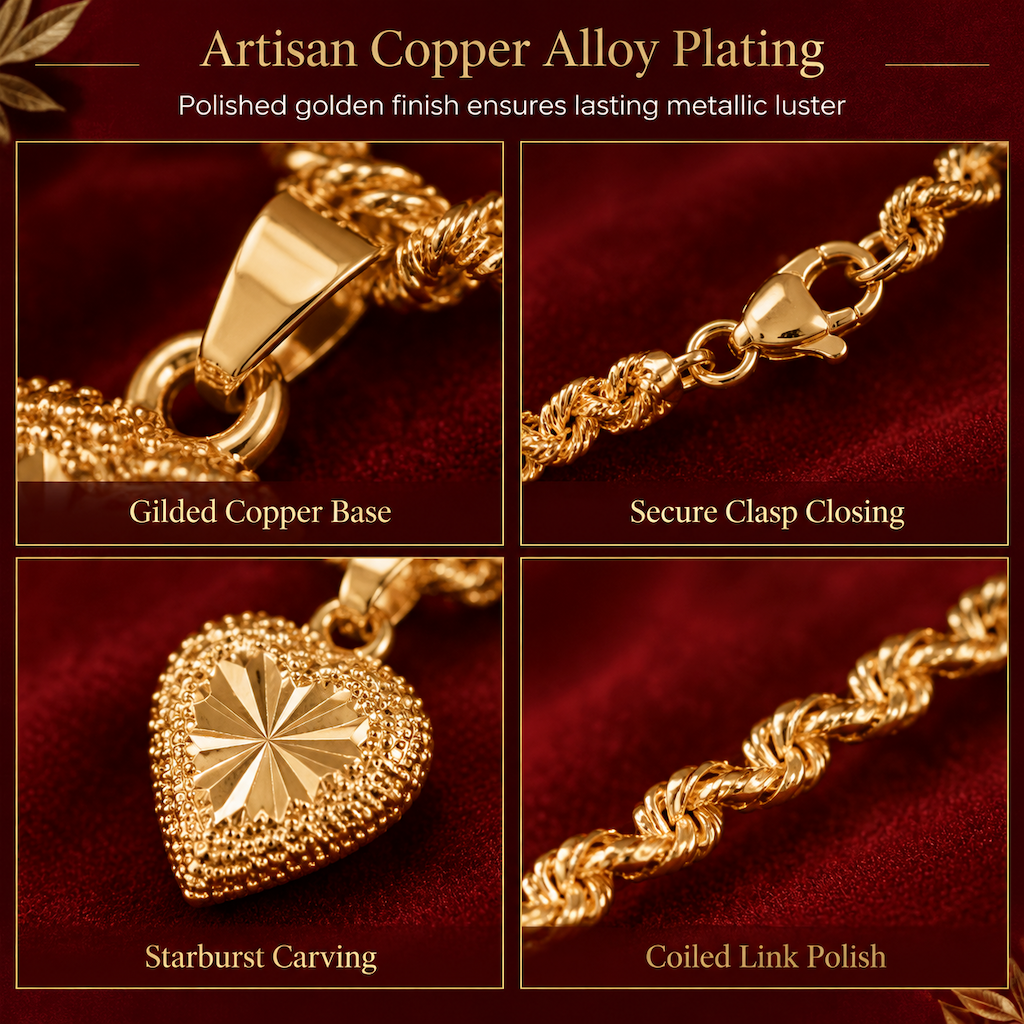 🌸Retro Heart Shaped for Women Copper Alloy Imitation Gold Clavicle Chain Jewelry