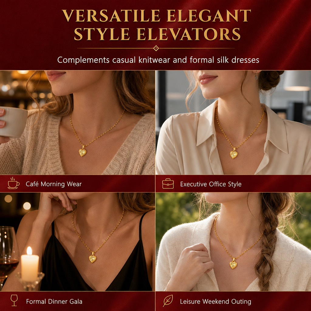 🌸Retro Heart Shaped for Women Copper Alloy Imitation Gold Clavicle Chain Jewelry