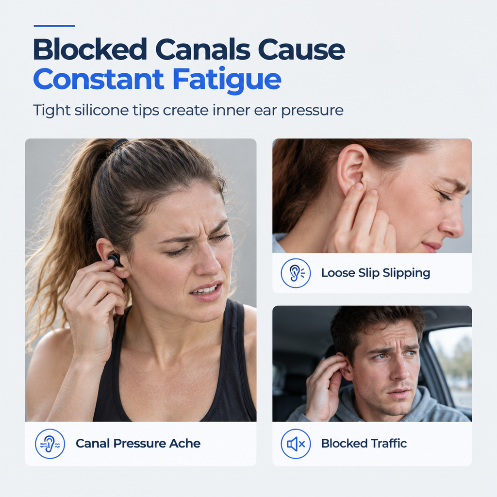 Open Ear Clip On Wireless Bluetooth Earbuds for Sports