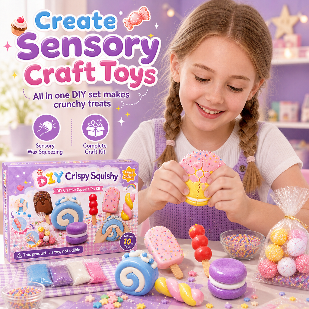 ✨ DIY Crunchy Wax Squeeze Toy Kit – ASMR Stress Relief Craft Set – Viral ASMR Auditory & Tactile Euphoria, Ultra-Elastic Non-Sticky Soft Clay, Quick-Setting Specialty Crispy Wax & Complete All-In-One Crafting Studio – 4 Simple Steps 🧁