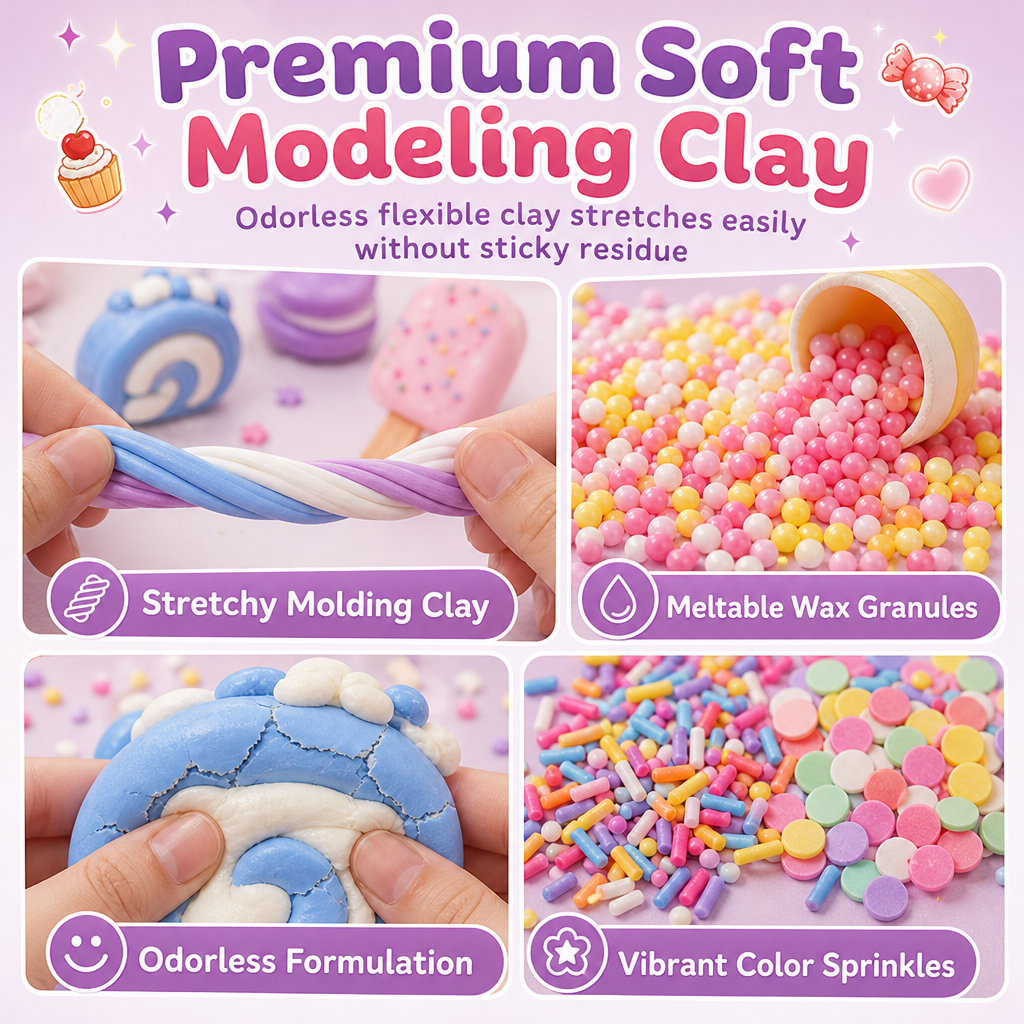✨ DIY Crunchy Wax Squeeze Toy Kit – ASMR Stress Relief Craft Set – Viral ASMR Auditory & Tactile Euphoria, Ultra-Elastic Non-Sticky Soft Clay, Quick-Setting Specialty Crispy Wax & Complete All-In-One Crafting Studio – 4 Simple Steps 🧁