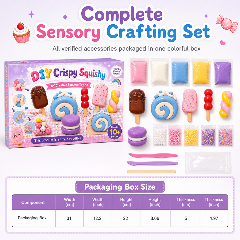 ✨ DIY Crunchy Wax Squeeze Toy Kit – ASMR Stress Relief Craft Set – Viral ASMR Auditory & Tactile Euphoria, Ultra-Elastic Non-Sticky Soft Clay, Quick-Setting Specialty Crispy Wax & Complete All-In-One Crafting Studio – 4 Simple Steps 🧁