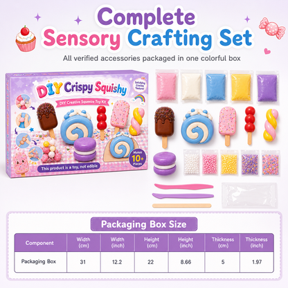 ✨ DIY Crunchy Wax Squeeze Toy Kit – ASMR Stress Relief Craft Set – Viral ASMR Auditory & Tactile Euphoria, Ultra-Elastic Non-Sticky Soft Clay, Quick-Setting Specialty Crispy Wax & Complete All-In-One Crafting Studio – 4 Simple Steps 🧁