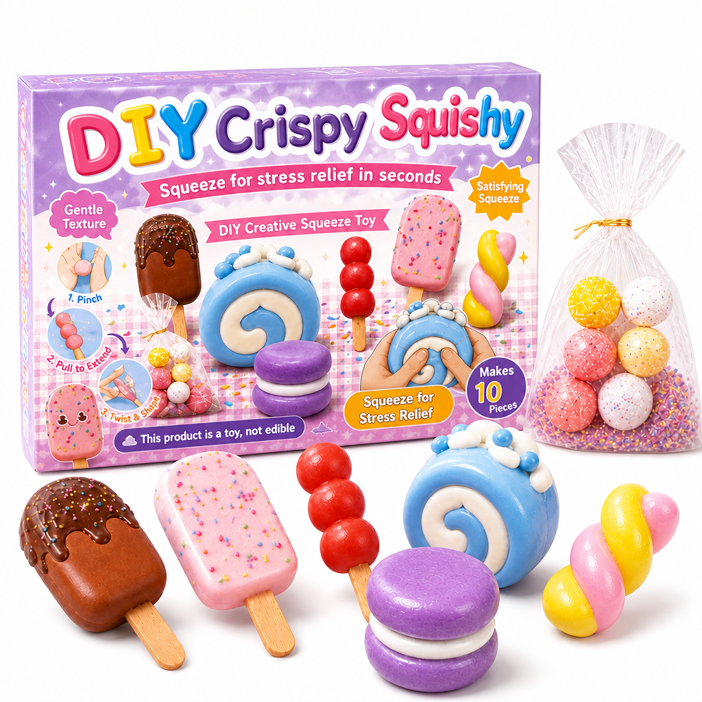 ✨ DIY Crunchy Wax Squeeze Toy Kit – ASMR Stress Relief Craft Set – Viral ASMR Auditory & Tactile Euphoria, Ultra-Elastic Non-Sticky Soft Clay, Quick-Setting Specialty Crispy Wax & Complete All-In-One Crafting Studio – 4 Simple Steps 🧁