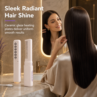 💇‍♀️50% OFF NOW! 2 in 1 Portable Cordless Hair Straightener Brush – Mini Rechargeable Straightening & Curling Comb, Ceramic Glaze Travel Hot Brush, Type-C Fast Charging for On-the-Go Styling FB Short Video Ad Copy
