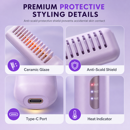 💇‍♀️50% OFF NOW! 2 in 1 Portable Cordless Hair Straightener Brush – Mini Rechargeable Straightening & Curling Comb, Ceramic Glaze Travel Hot Brush, Type-C Fast Charging for On-the-Go Styling FB Short Video Ad Copy