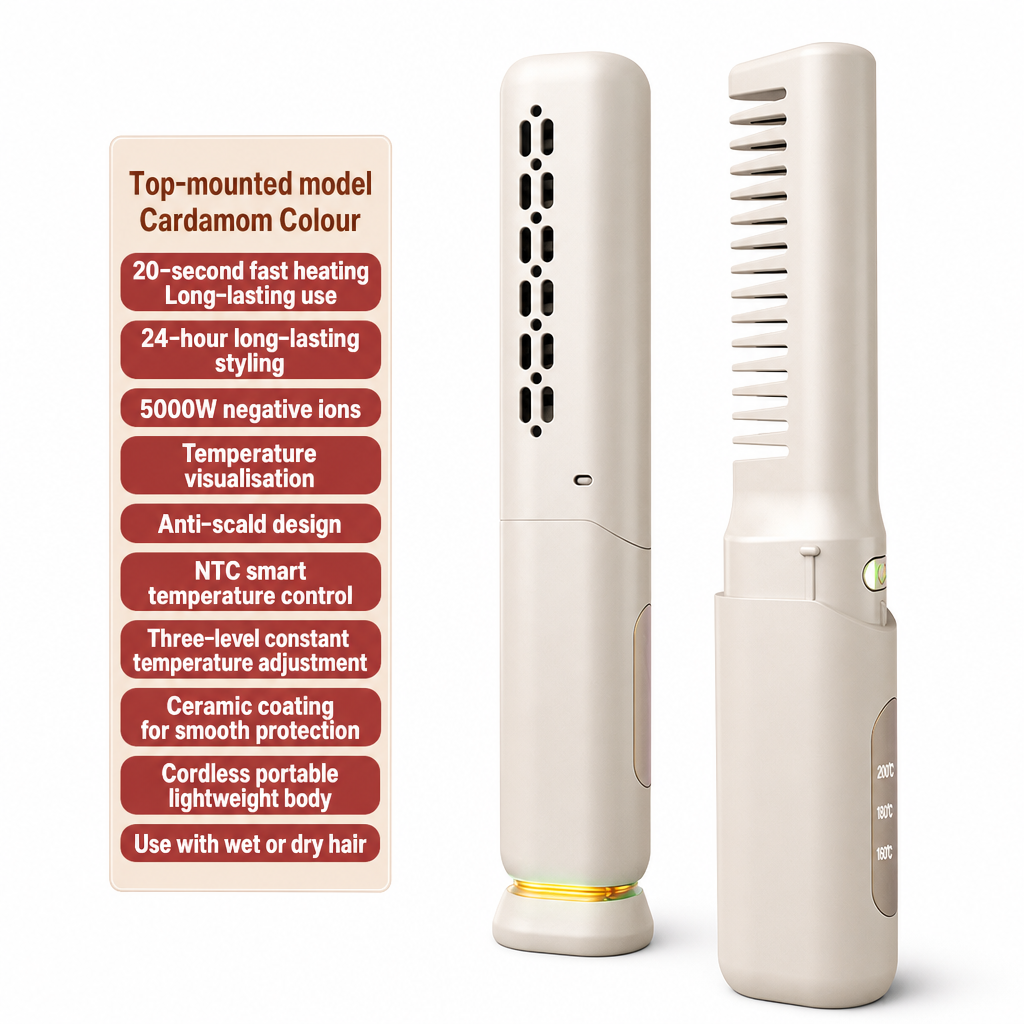 💇‍♀️50% OFF NOW! 2 in 1 Portable Cordless Hair Straightener Brush – Mini Rechargeable Straightening & Curling Comb, Ceramic Glaze Travel Hot Brush, Type-C Fast Charging for On-the-Go Styling FB Short Video Ad Copy