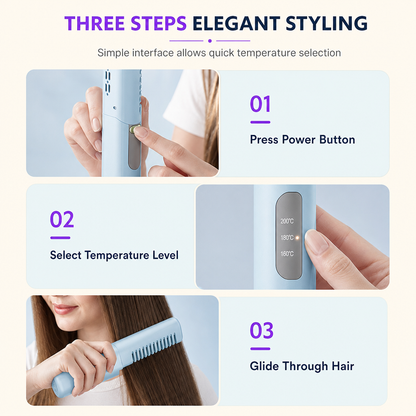 💇‍♀️50% OFF NOW! 2 in 1 Portable Cordless Hair Straightener Brush – Mini Rechargeable Straightening & Curling Comb, Ceramic Glaze Travel Hot Brush, Type-C Fast Charging for On-the-Go Styling FB Short Video Ad Copy