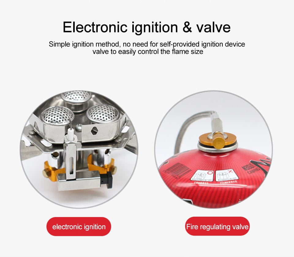 ⏰Camping Gas Burner – 5800W, Piezo Ignition, Windproof 🔥