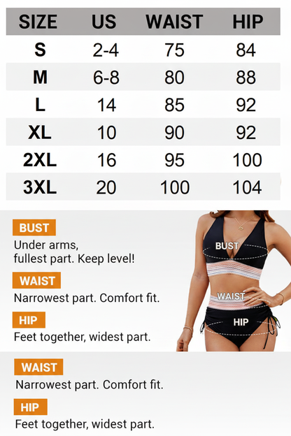 👙High Waisted Tummy Control Color Block Bikini Sets